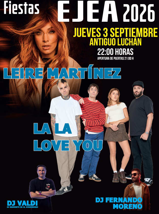 Imagen LEIRE MARTÍNEZ + LA LA LOVE YOU + D'j Valdi + D'j F. Moreno